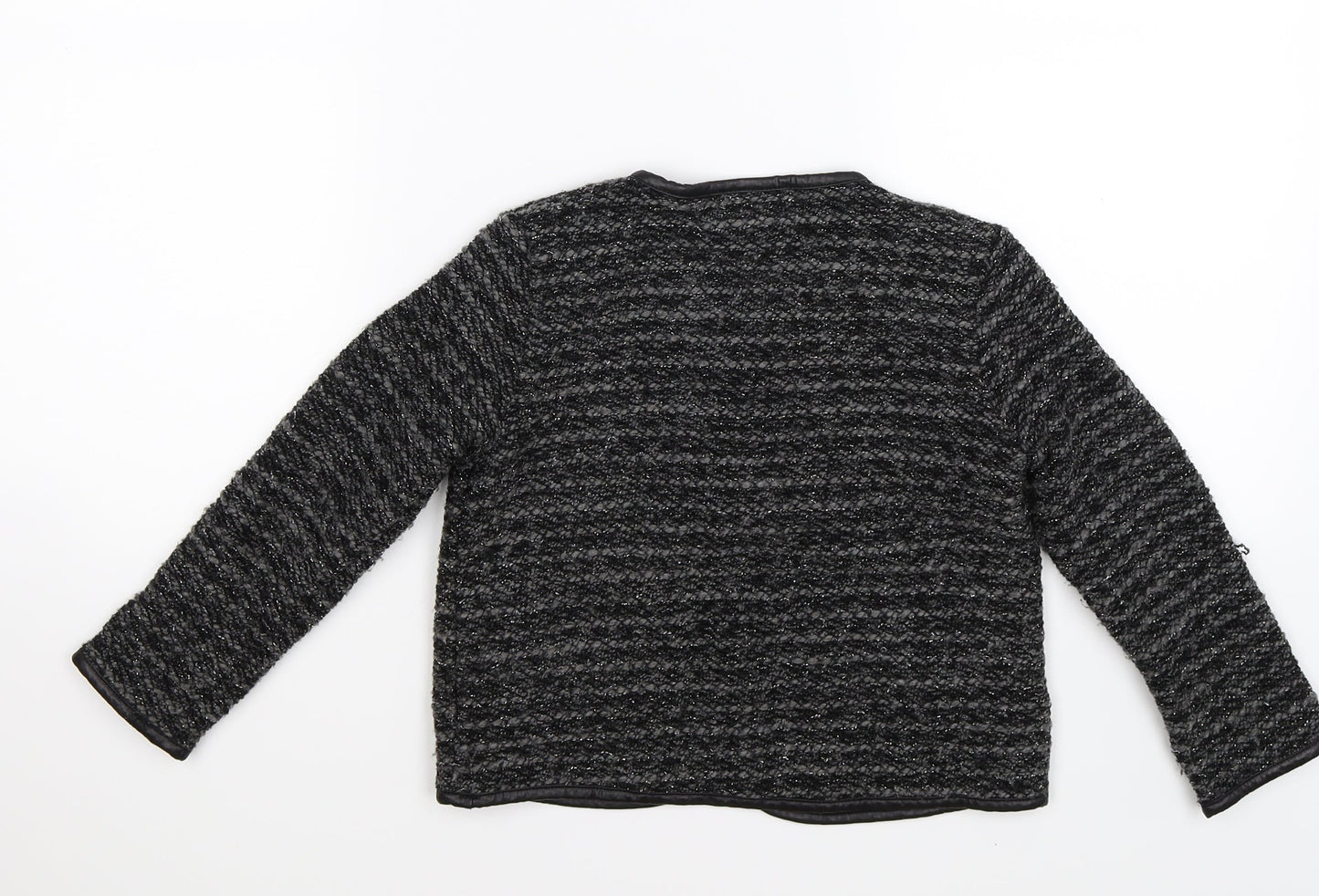 SOPHIE SCHNOOR Girls Grey Striped  Cardigan Jumper Size 9 Years