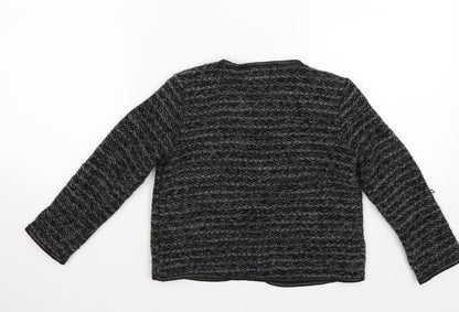 SOPHIE SCHNOOR Girls Grey Striped  Cardigan Jumper Size 9 Years