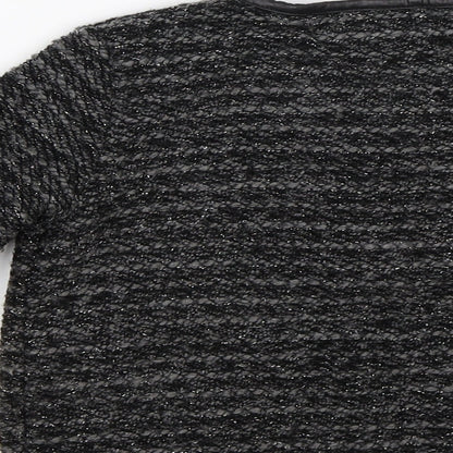 SOPHIE SCHNOOR Girls Grey Striped  Cardigan Jumper Size 9 Years
