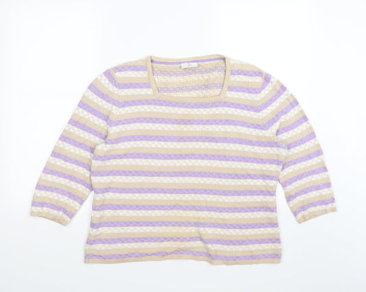 Country Casuals Womens Purple Striped Knit Pullover Jumper Size 20