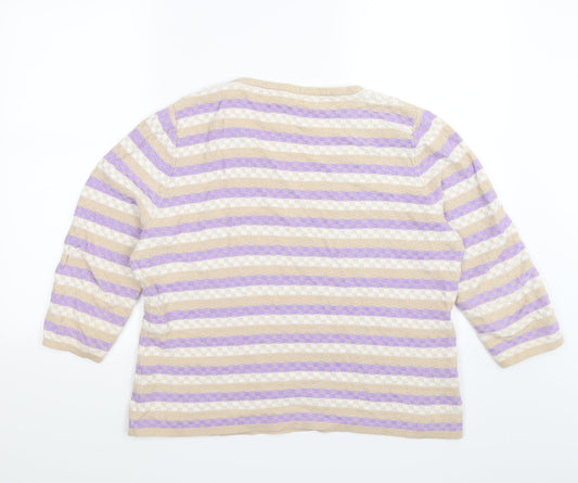 Country Casuals Womens Purple Striped Knit Pullover Jumper Size 20