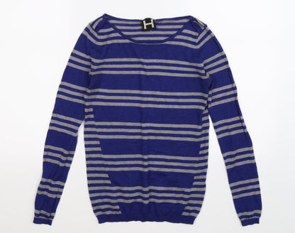Bordeaux Womens Blue Striped Knit Pullover Jumper Size XS