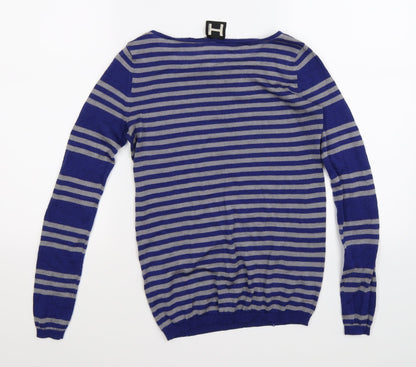 Bordeaux Womens Blue Striped Knit Pullover Jumper Size XS
