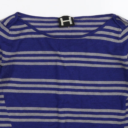 Bordeaux Womens Blue Striped Knit Pullover Jumper Size XS