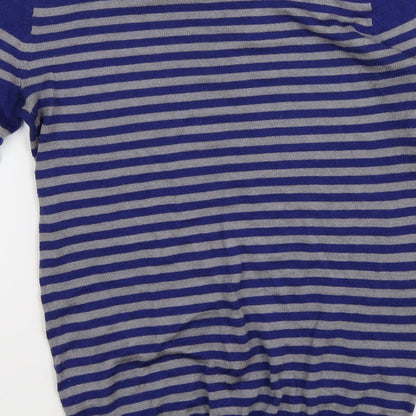 Bordeaux Womens Blue Striped Knit Pullover Jumper Size XS