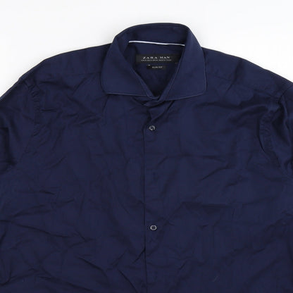 zar Mens Blue    Dress Shirt Size M  - slim fit