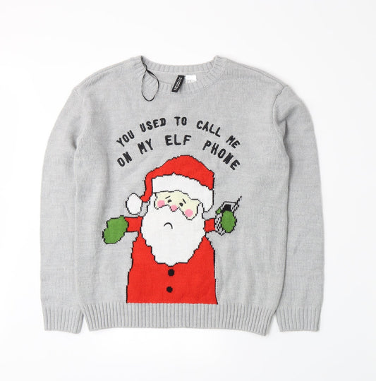 Divided by H&M Mens Grey  Knit Pullover Jumper Size XS