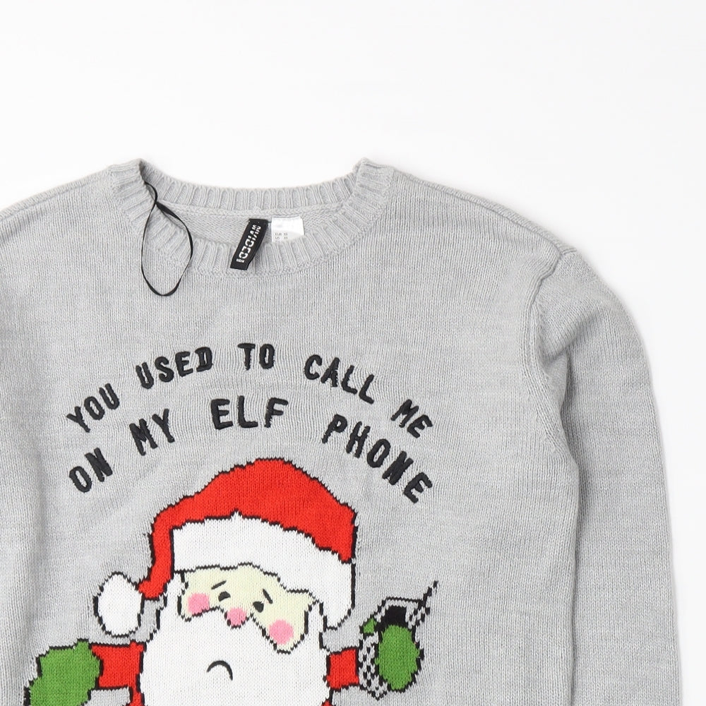 Divided by H&M Mens Grey  Knit Pullover Jumper Size XS