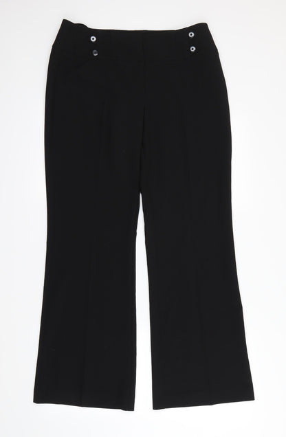 Womens UK Size 12 Debenhams Regular Fit Dress Pants Black Trousers