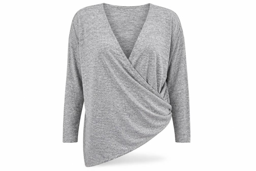 Womens UK Size M Boohoo Grey Wrap Blouse