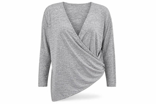 Womens UK Size M Boohoo Grey Wrap Blouse