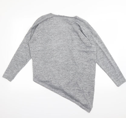 Womens UK Size M Boohoo Grey Wrap Blouse