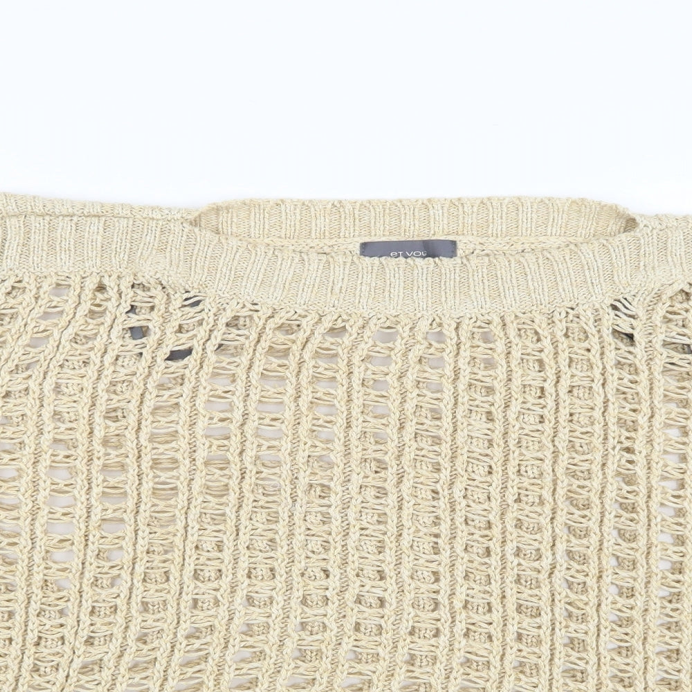 Et Vous Womens Beige  Knit Pullover Jumper Size 16
