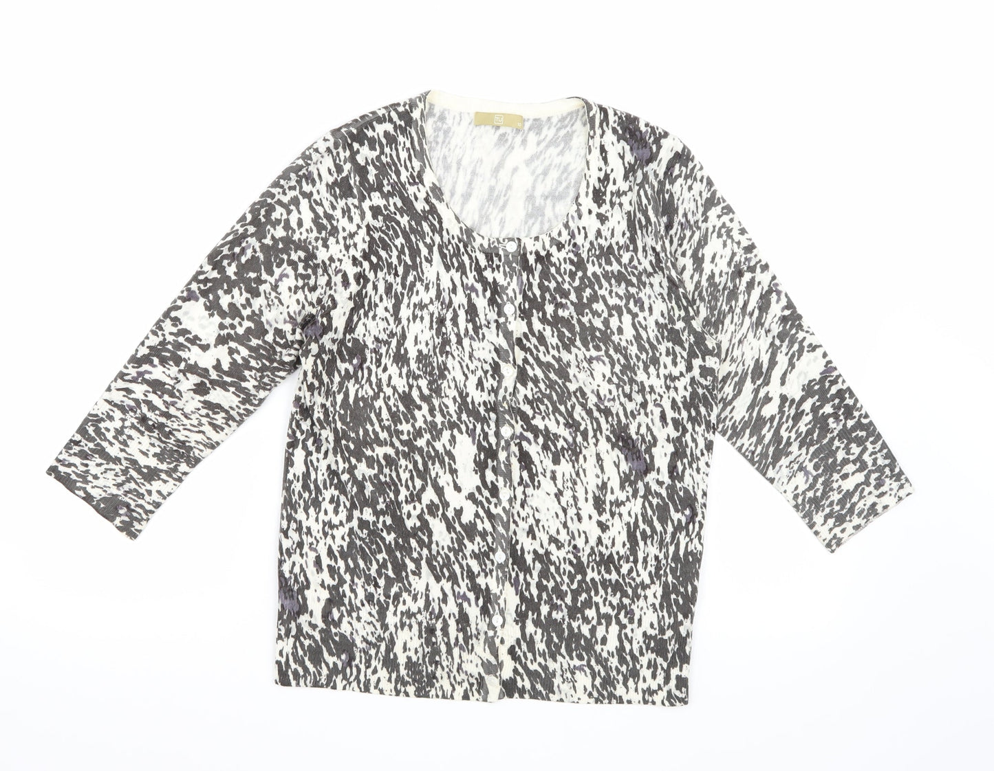 TU Womens Multicoloured Animal Print Knit Cardigan Jumper Size 10