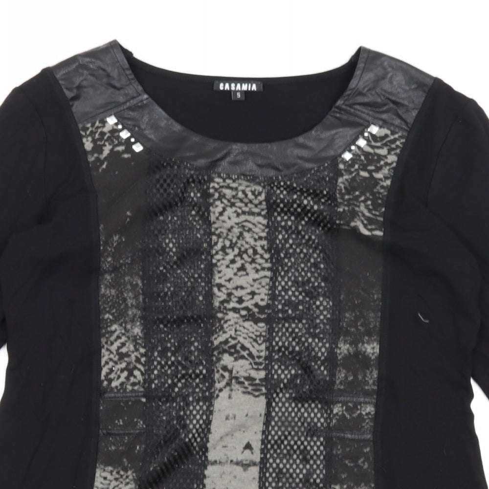 Womens UK Size S CASAMIA Black Basic Blouse