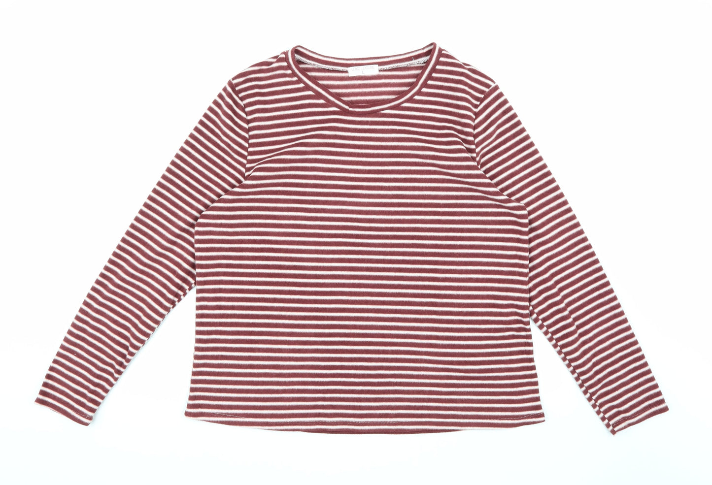 Luxe Leisure Womens Brown Striped Fleece Pullover Jumper Size L