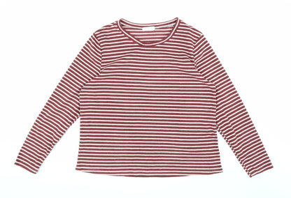 Luxe Leisure Womens Brown Striped Fleece Pullover Jumper Size L