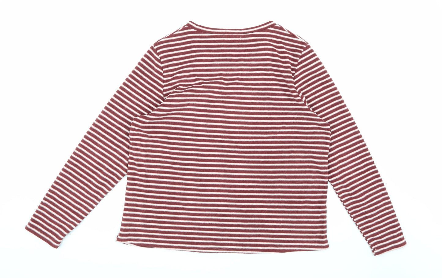 Luxe Leisure Womens Brown Striped Fleece Pullover Jumper Size L