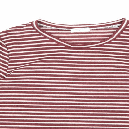 Luxe Leisure Womens Brown Striped Fleece Pullover Jumper Size L