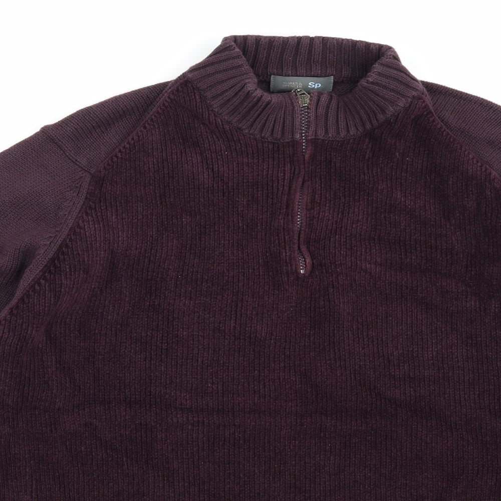 Marks and Spencer Mens Purple  Knit Pullover Jumper Size S