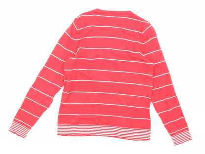 Bonmarché Womens Pink Striped Knit Cardigan Jumper Size XS