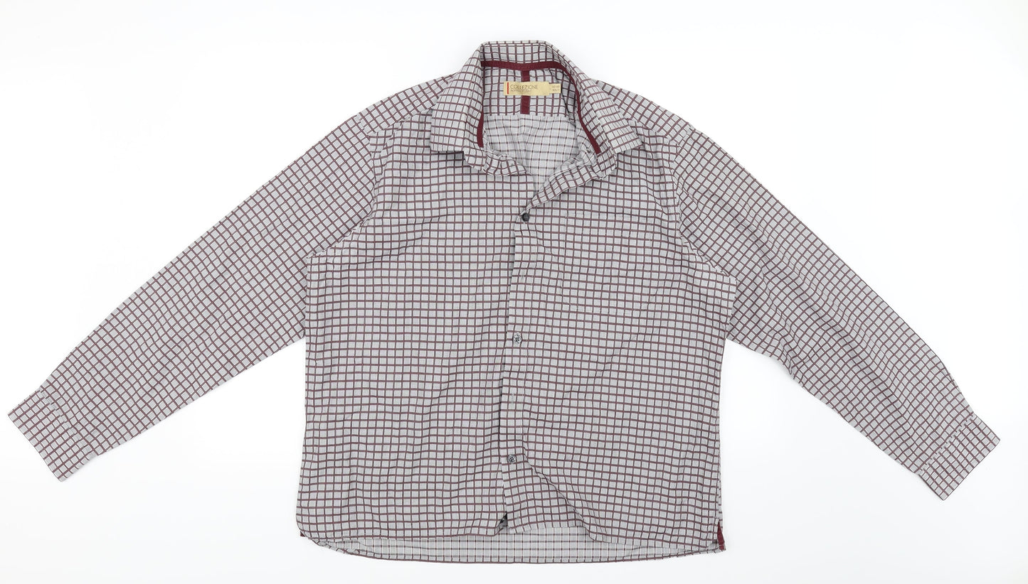 Mens UK Size L collezione Grey  Button-Up Long Sleeve Casual Shirt