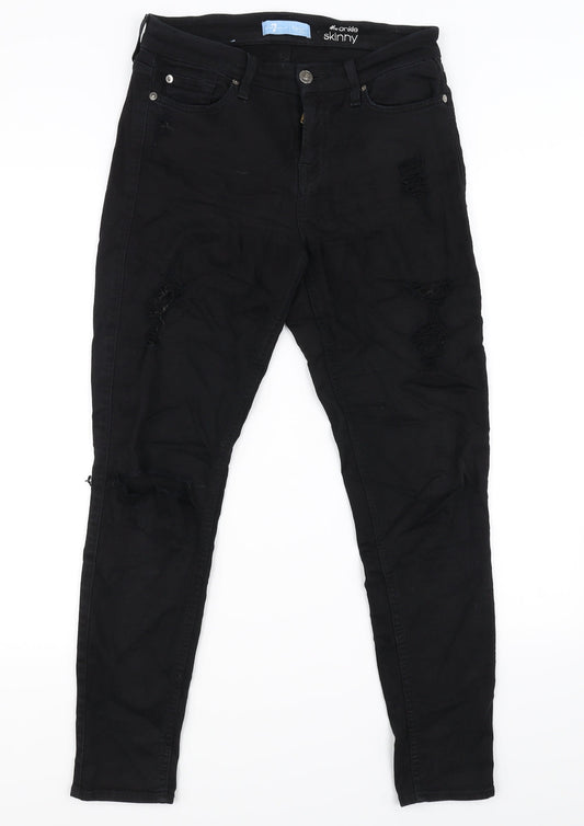 Womens UK Size 10 Preworn Regular Fit Skinny Black Jeans