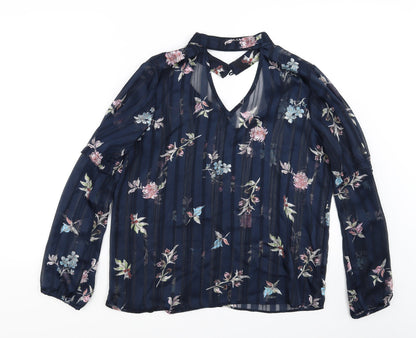 Primark Womens Blue Floral  Basic Blouse Size 14
