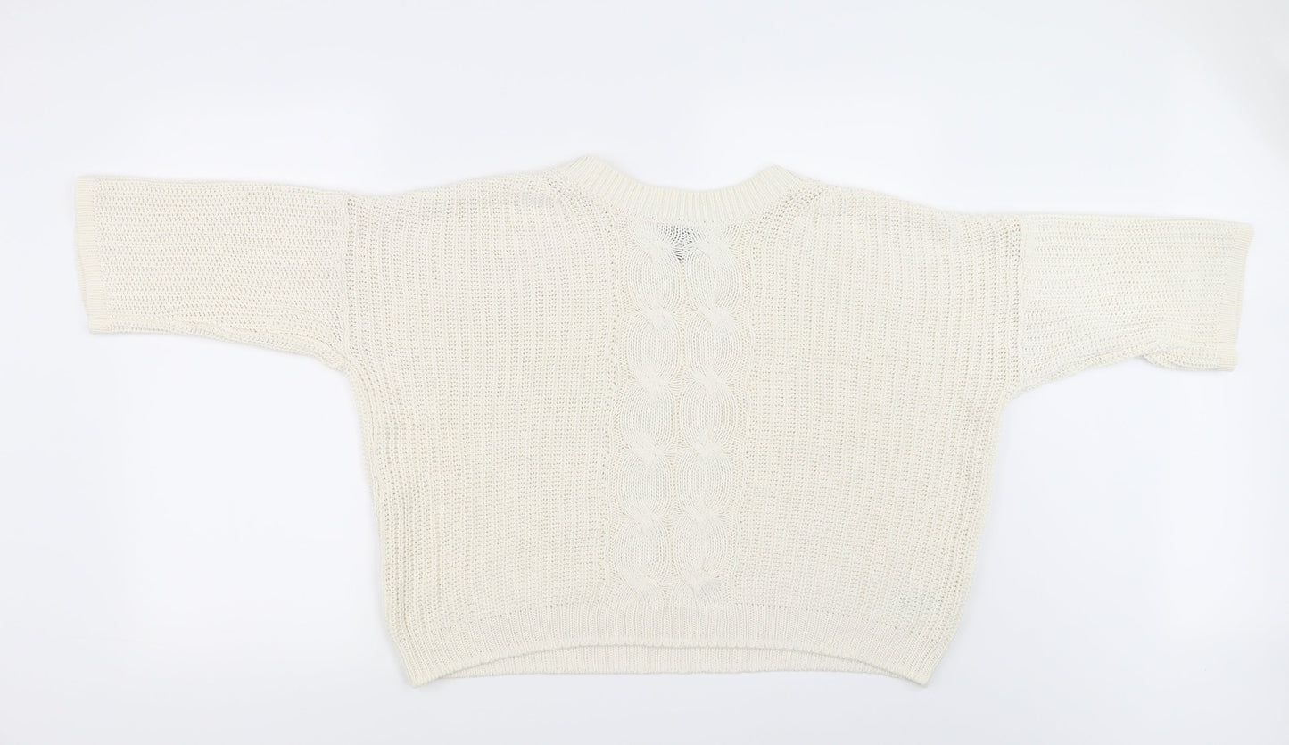 H&M Womens White   Pullover Jumper Size 8