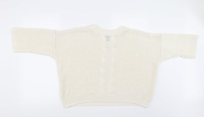 H&M Womens White   Pullover Jumper Size 8