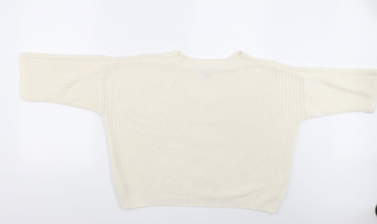 H&M Womens White   Pullover Jumper Size 8