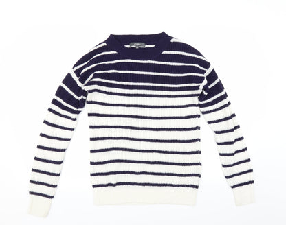 Studio Womens Blue Striped  Pullover Jumper Size 8