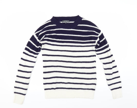 Studio Womens Blue Striped  Pullover Jumper Size 8