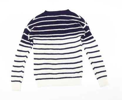 Studio Womens Blue Striped  Pullover Jumper Size 8