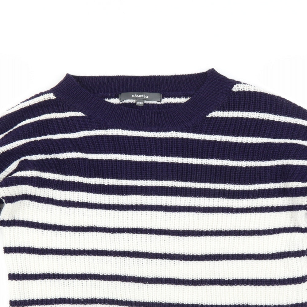 Studio Womens Blue Striped  Pullover Jumper Size 8