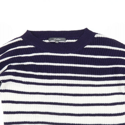 Studio Womens Blue Striped  Pullover Jumper Size 8