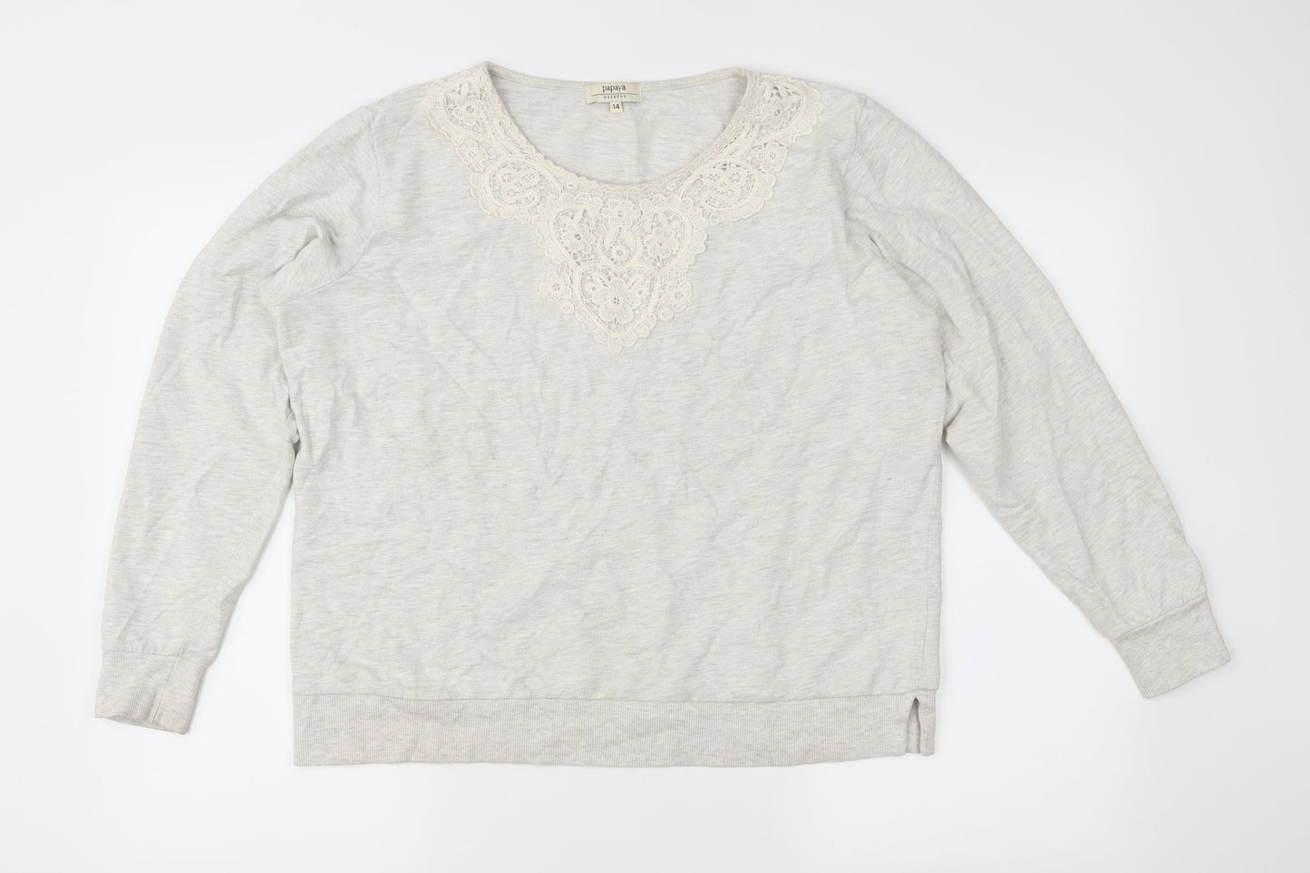 Papaya Womens Grey  Jersey Pullover Sweatshirt Size 14