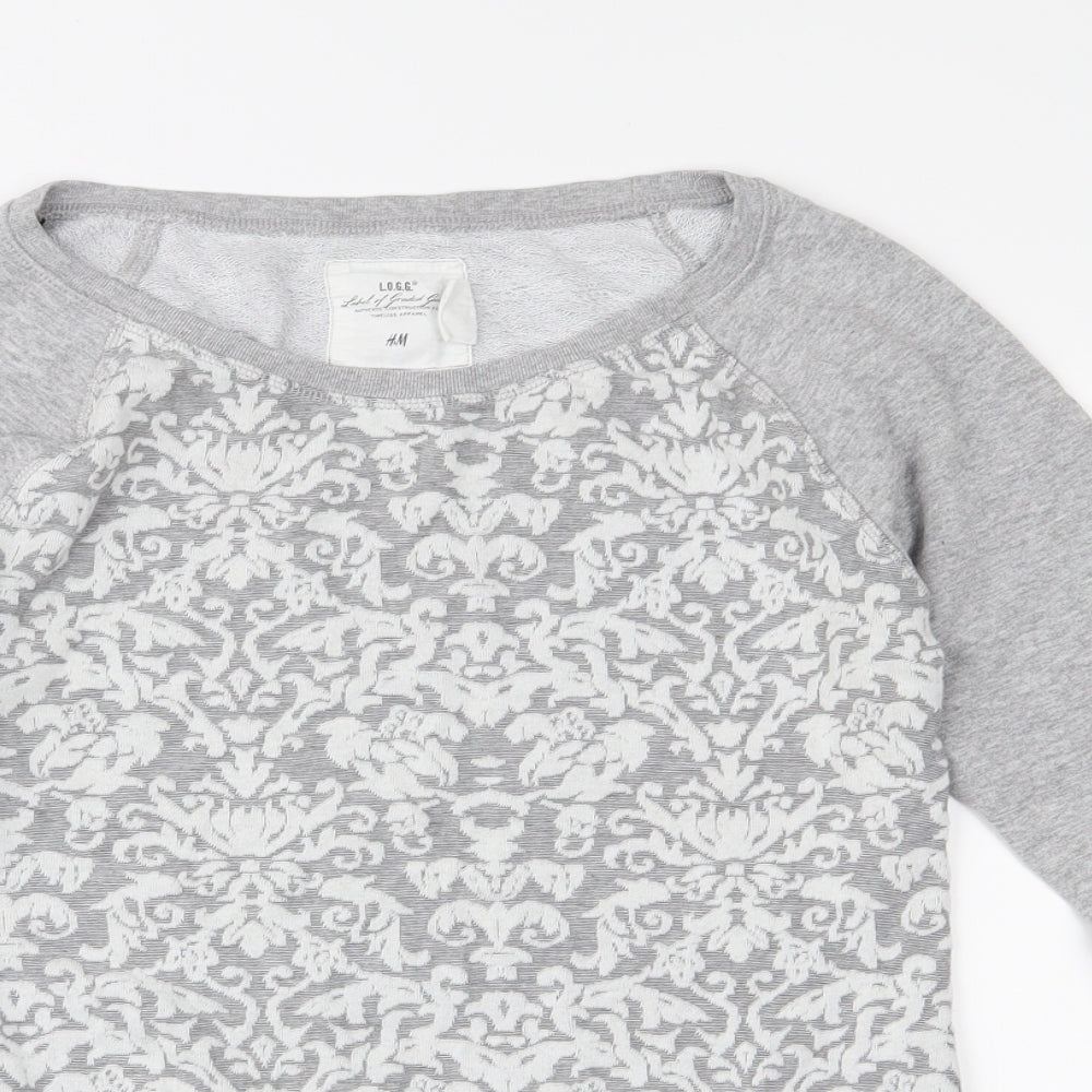 H&M Womens Grey  Jersey Pullover Sweatshirt Size S