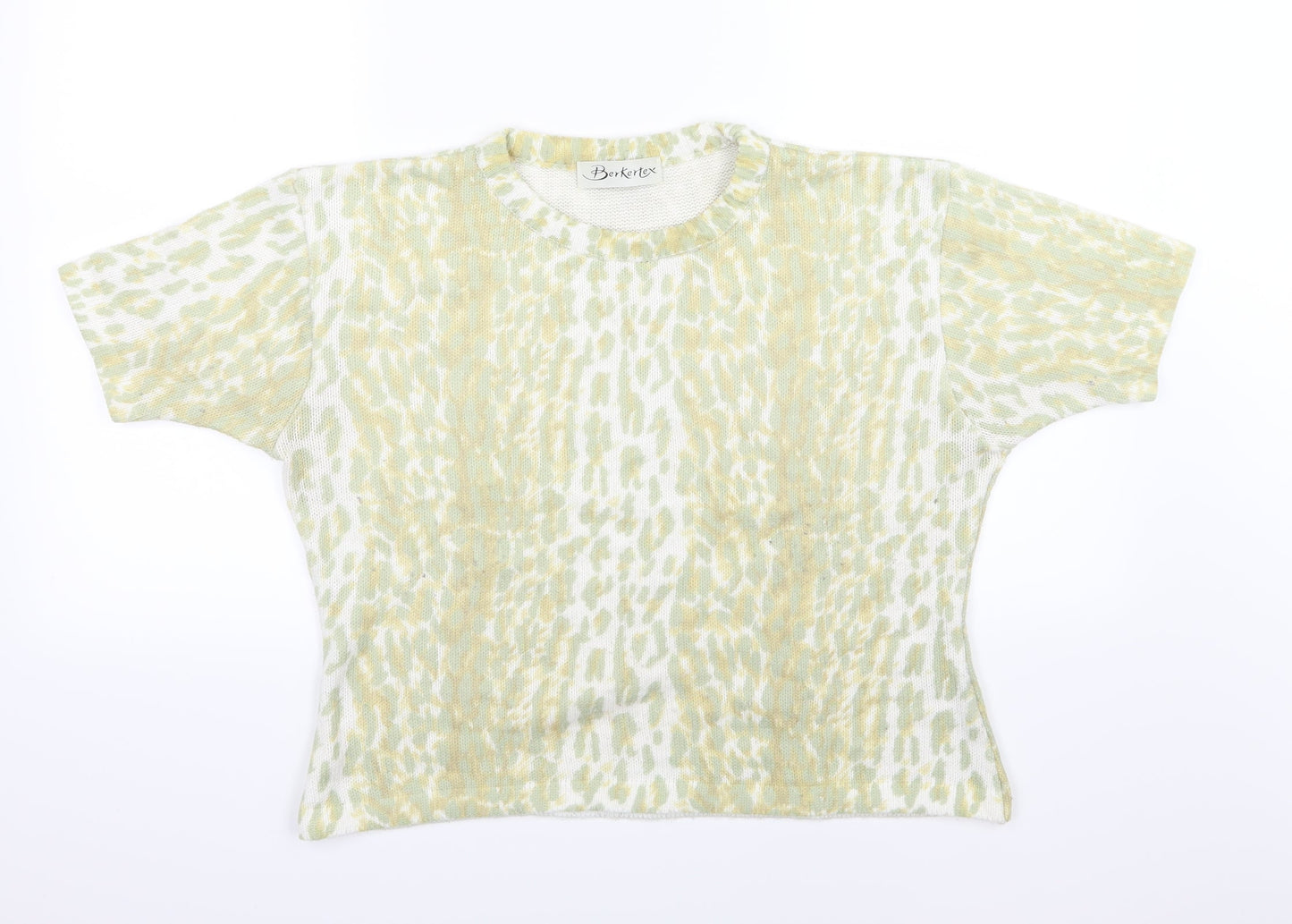 Berkertex Womens Green Animal Print Knit Pullover Jumper Size 14
