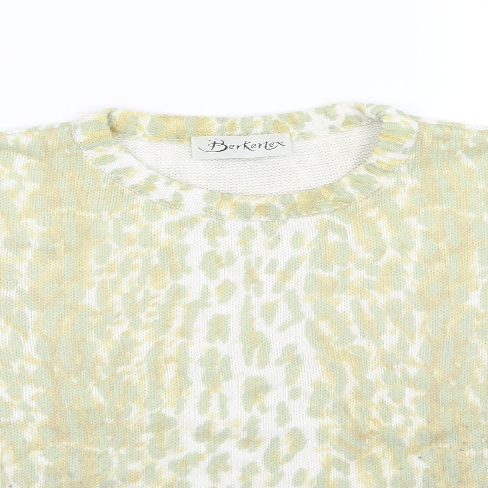Berkertex Womens Green Animal Print Knit Pullover Jumper Size 14