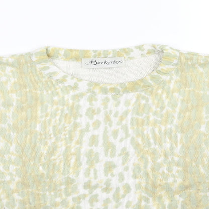 Berkertex Womens Green Animal Print Knit Pullover Jumper Size 14