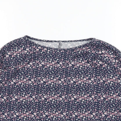 Young Dimension Girls Black Floral Jersey Basic T-Shirt Size 11-12 Years