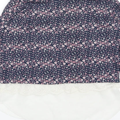 Young Dimension Girls Black Floral Jersey Basic T-Shirt Size 11-12 Years