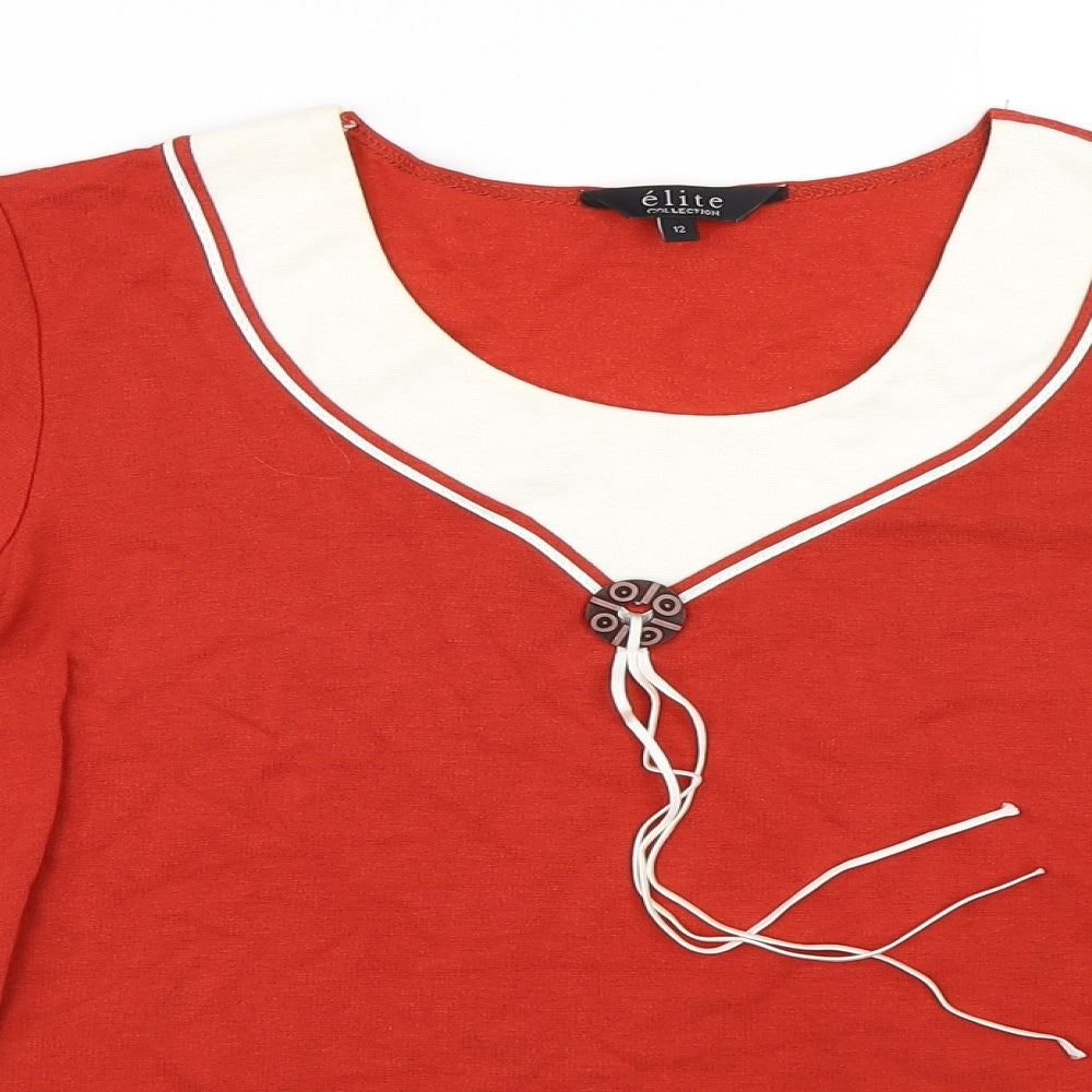 Elite collection Womens Red   Basic Blouse Size 12