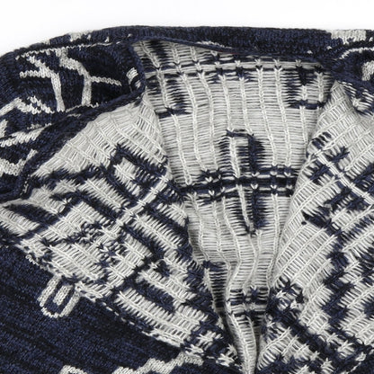Boohoo Womens Blue Geometric  Cardigan Jumper Size M  - Waterfall Cardigan