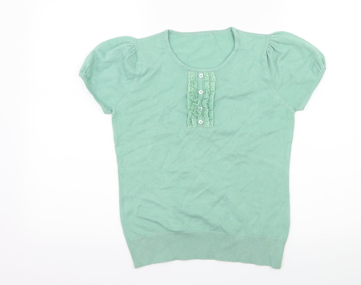 Womens UK Size S Preworn Green Basic T-Shirt