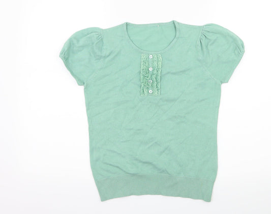 Womens UK Size S Preworn Green Basic T-Shirt