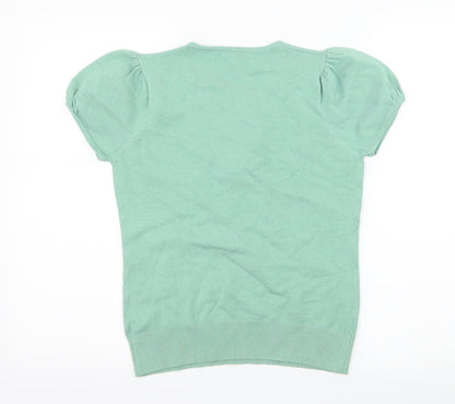Womens UK Size S Preworn Green Basic T-Shirt