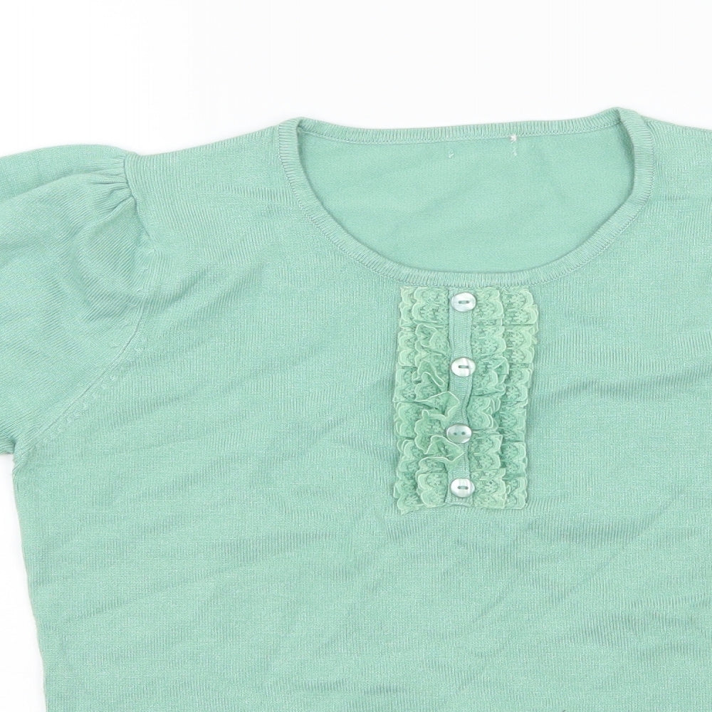 Womens UK Size S Preworn Green Basic T-Shirt