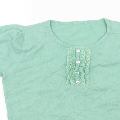 Womens UK Size S Preworn Green Basic T-Shirt